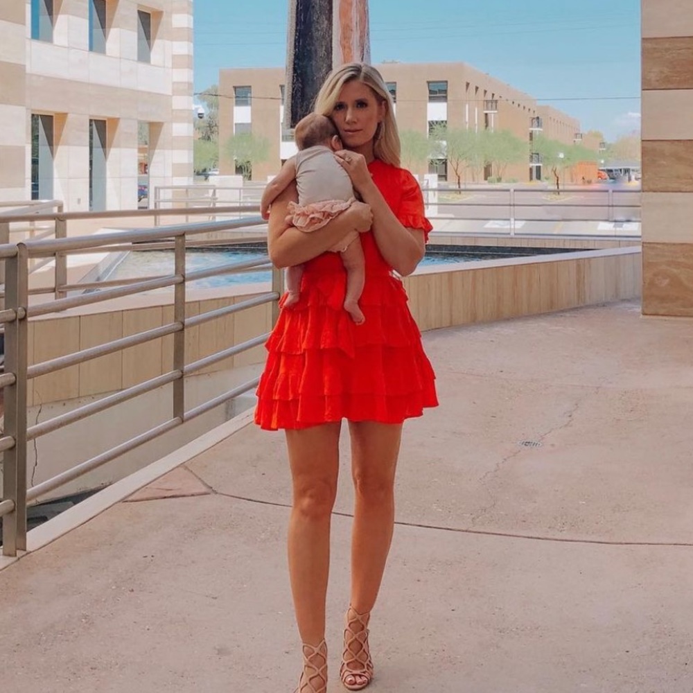 Skylar + Madison tiered one shoulder dress